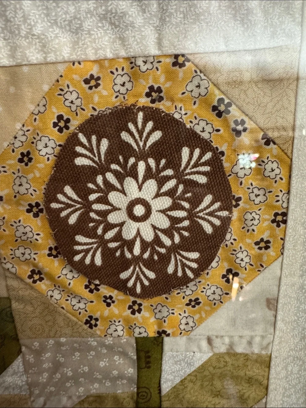 Floral Quilt Art - Pink & Yellow Blooms